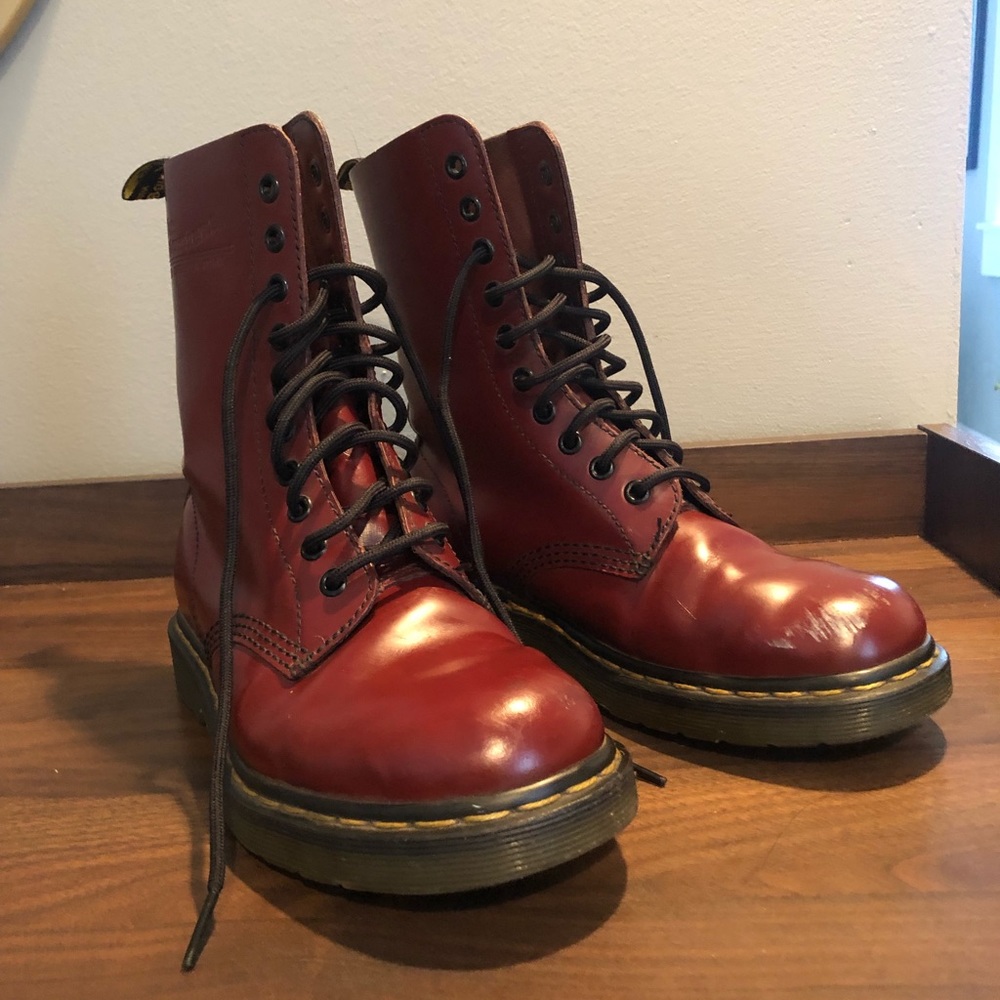 Cherry Red 1490 Smooth Leather Mid Calf Dr Martens Boots